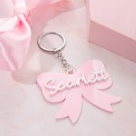 Personalized Multicolour Coquette Bow Acrylic Keychain with Name Birthday Memorial Gift for Her