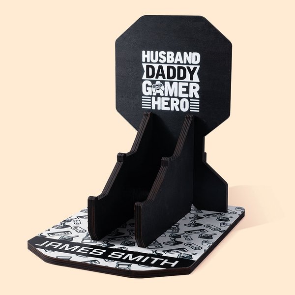 Gepersonaliseerde houten Desk hoofdtelefoon en Controller houten Desk Stand met naam Switch Gaming kamer accessoire Gift voor Game liefhebbers