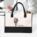 Personalisierte Stethoskop Geburt Blume Bogen Canvas Tragetasche mit Namen und wasserdichte Liner Graduierung Anerkennung Geschenk für Arzt Krankensch