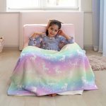 Personalized Fantasy Unicorn Dinosaur Soft Fleece Blanket with Name Birthday Children's Day Gift for Kids
