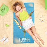 Personalized Oversized Quick Dry Birth Flower Beach Towel with Name Summer Travel Essential Bachelorette Wedding Gift for Her