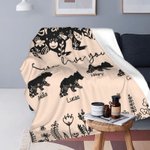 Personalized Floral Mama Bear Fleece Blanket with 1-10 Baby Bears and Names Mother's Day Birthday Gift for Mom Grandma
