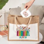 Personalisierte Aquarell Blumenbuch Bleistift Lehrer Tragetasche mit Namen große Kapazität Wertschätzung zurück zu Schule Geschenk für Lehrer