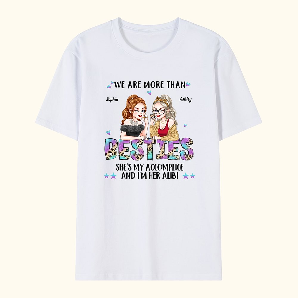 T-shirt 100% Coton Personnalisé avec Noms et Images des Filles Cadeau d'Amitié Anniversaire pour Âme Sœurs Meilleures Amies