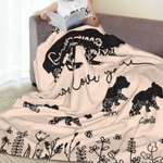 Personalized Floral Mama Bear Fleece Blanket with 1-10 Baby Bears and Names Mother's Day Birthday Gift for Mom Grandma