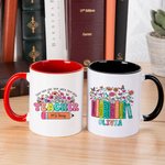 Personalised Floral Book Pencil 11oz Teacher Ceramic Coffee Mug with Name Teach Them Love Them Watch Them Grow Thank You Gift for Teacher