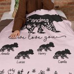 Personalized Floral Mama Bear Fleece Blanket with 1-10 Baby Bears and Names Mother's Day Birthday Gift for Mom Grandma