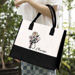 Personalisierte Stethoskop Geburt Blume Bogen Canvas Tragetasche mit Namen und wasserdichte Liner Graduierung Anerkennung Geschenk für Arzt Krankensch