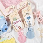 Personalized Wooden Engraving Tooth Fairy Star Name Door Hanger with Money Slot and Velvet Pouch Encourage Birthday Gift for Kids