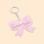 Personalized Multicolour Coquette Bow Acrylic Keychain with Name Birthday Memorial Gift for Her