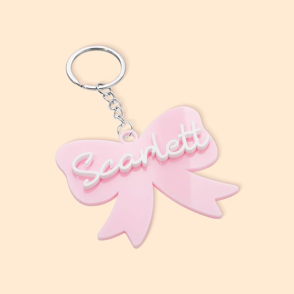 Porte-clés Acrylique Multicolore Personnalisé avec Nom Accessoire de Clés avec Nœud Papillon Cadeau Anniversaire pour Femme