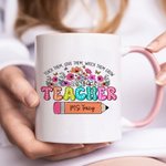 Personalised Floral Book Pencil 11oz Teacher Ceramic Coffee Mug with Name Teach Them Love Them Watch Them Grow Thank You Gift for Teacher