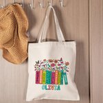 Personalisierte Aquarell Blumenbuch Bleistift Lehrer Tragetasche mit Namen große Kapazität Wertschätzung zurück zu Schule Geschenk für Lehrer