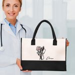 Personalisierte Stethoskop Geburt Blume Bogen Canvas Tragetasche mit Namen und wasserdichte Liner Graduierung Anerkennung Geschenk für Arzt Krankensch