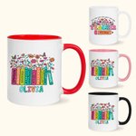 Personalised Floral Book Pencil 11oz Teacher Ceramic Coffee Mug with Name Teach Them Love Them Watch Them Grow Thank You Gift for Teacher