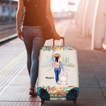 Personalized There Was A Girl Who Really Loved Traveling Luggage Cover with Name Fits 18-32 Inches Suitcase Birthday Vacation Travel Gift for Her