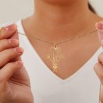 Personalized 1-6 Birth Flowers Bouquet Hollow Necklace Birthday Anniversary Gift for Women