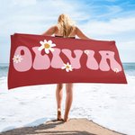 Asciugamano da spiaggia personalizzato super assorbente ad asciugatura rapida a forma di fiore di margherita con nome Multicolore disponibile Regalo d