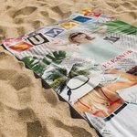 Personalised Quick Dry Retro Poster Flowers Palms Microfiber Beach Towel with Photos and Name Summer Holiday Party Gift for Her