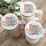 Personalized Colourful Pencil Flower Teacher Name Tag Lid Topper Tumbler Accessories for Stanley Teacher’s Day Back to School Gift for Teacher