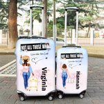 Personalized Not All Those Who Wander Are Lost Luggage Cover with Name Fits 18-32 Inches Suitcase Vacation Travel Gift for Her