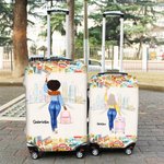 Personalized There Was A Girl Who Really Loved Traveling Luggage Cover with Name Fits 18-32 Inches Suitcase Birthday Vacation Travel Gift for Her