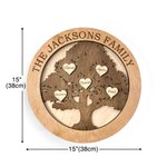 Personalisierte 3D The Family Tree Holzschild mit 1-9 eingravierten Namen & Herz Tags Housewarming Hochzeit Home Decor Geschenk für Familie Paar