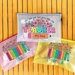 Personalisierte bunte Buch Bleistift Wildblumen Mesh Zipper Pouch Tasche mit Namen Geburtstag Lehrer Tag Anerkennung Geschenk für Lehrer