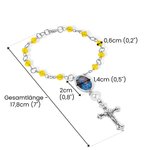 Personalisiertes Foto und Bicone Geburtsstein Rosenkranz Armband mit Kreuz Auto Rückspiegel-Anhänger Religion Denkmal für Familie Freunden