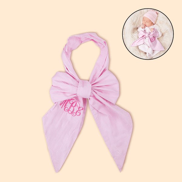 Personalized Embroidered Monogrammed Newborn Bow Sash Maternity Photography Prop Baby Shower Gift for Newborns Moms