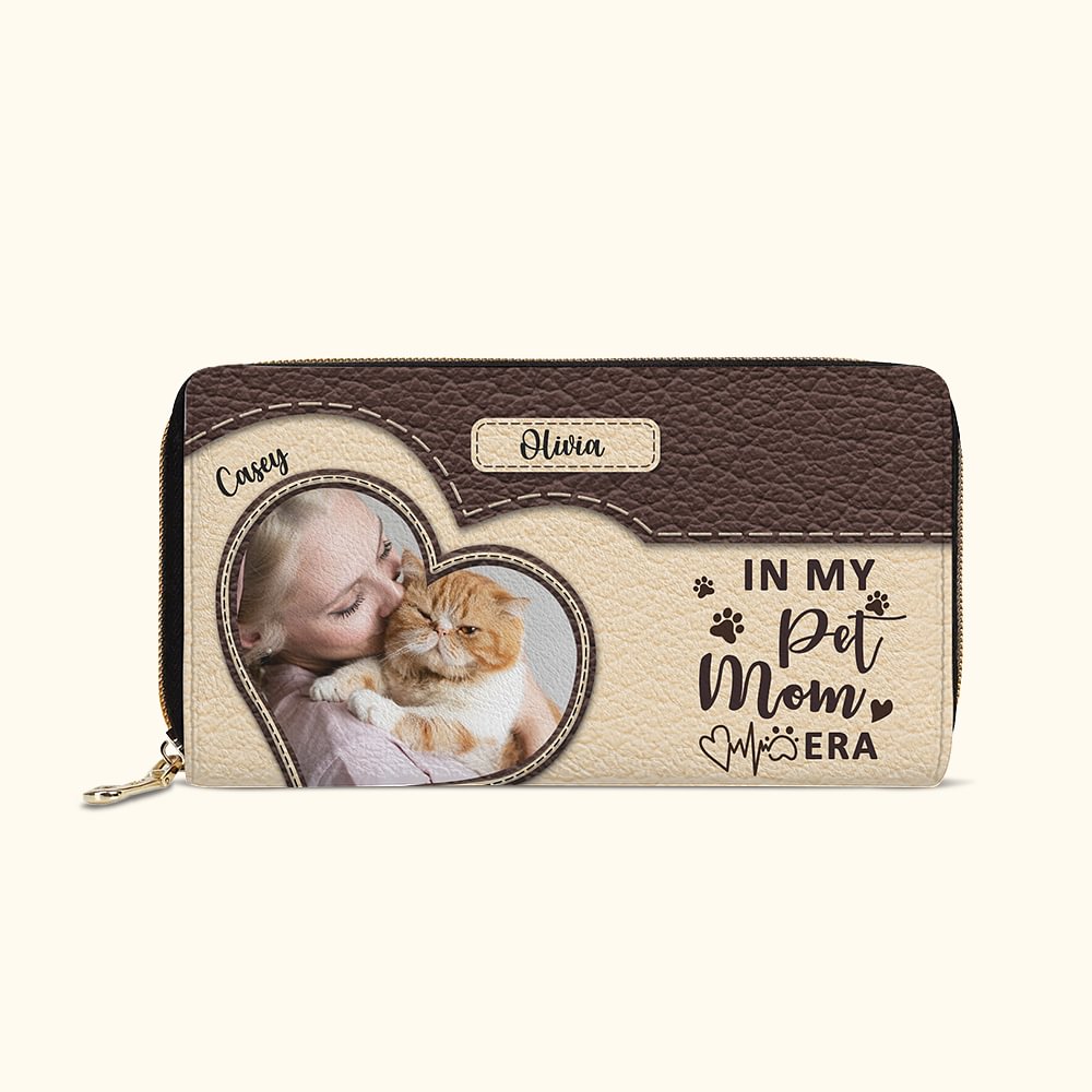 Portefeuille en Cuir Personnalisé avec Photo Nom de l'Animal de Compagnie et du Propriétaire Cadeau Anniversaire pour Amoureux Chien Chat