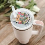 Personalized Colourful Pencil Flower Teacher Name Tag Lid Topper Tumbler Accessories for Stanley Teacher’s Day Back to School Gift for Teacher