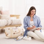 Personalisierte Mama Tasche mit Kaninchen Bär Stickerei und Text Große Kapazität Mehrere Fächer Baumwolle Baby Krankenhaus Schwangerschaft Geschenk