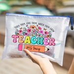 Personalisierte bunte Buch Bleistift Wildblumen Mesh Zipper Pouch Tasche mit Namen Geburtstag Lehrer Tag Anerkennung Geschenk für Lehrer