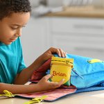 Personalized Leather Embroidery Name Crayon Bag with Zipper Birthday Back to School Gift for Kid