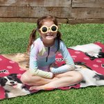 Personalisierte Haustier Foto Polka Dots Strandtuch mit Namen Super saugfähige schnell trocknend Urlaub Pool Party Geburtstag Geschenk für Tierliebhaber Besitzer