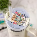 Personalized Colourful Pencil Flower Teacher Name Tag Lid Topper Tumbler Accessories for Stanley Teacher’s Day Back to School Gift for Teacher