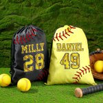 Sac à Cordon Personnalisé avec Nom et Numéro Style Softball ou Base-ball Cadeau de Retour à l'École pour Enfant Amateur de Sport