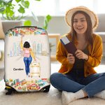 Personalized There Was A Girl Who Really Loved Traveling Luggage Cover with Name Fits 18-32 Inches Suitcase Birthday Vacation Travel Gift for Her