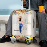 Personalized There Was A Girl Who Really Loved Traveling Luggage Cover with Name Fits 18-32 Inches Suitcase Birthday Vacation Travel Gift for Her