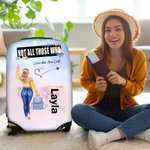 Personalized Not All Those Who Wander Are Lost Luggage Cover with Name Fits 18-32 Inches Suitcase Vacation Travel Gift for Her