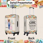 Personalized There Was A Girl Who Really Loved Traveling Luggage Cover with Name Fits 18-32 Inches Suitcase Birthday Vacation Travel Gift for Her