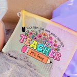 Personalisierte bunte Buch Bleistift Wildblumen Mesh Zipper Pouch Tasche mit Namen Geburtstag Lehrer Tag Anerkennung Geschenk für Lehrer
