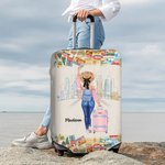 Personalized There Was A Girl Who Really Loved Traveling Luggage Cover with Name Fits 18-32 Inches Suitcase Birthday Vacation Travel Gift for Her