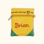 Personalized Leather Embroidery Name Crayon Bag with Zipper Birthday Back to School Gift for Kid