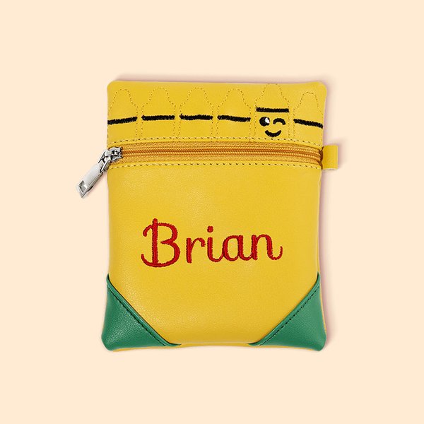 Sac à Crayons en Cire Personnalisé avec Nom Brodé Sac à Fermeture Éclair Cadeau d'Anniversaire Rentrée Scolaire pour Enfant