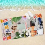 Personalised Quick Dry Retro Poster Flowers Palms Microfiber Beach Towel with Photos and Name Summer Holiday Party Gift for Her