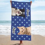 Personalisierte Haustier Foto Polka Dots Strandtuch mit Namen Super saugfähige schnell trocknend Urlaub Pool Party Geburtstag Geschenk für Tierliebhaber Besitzer