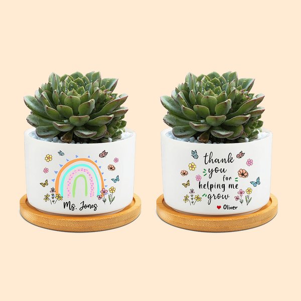 Thank You Rainbow Butterfly Plant Pot with Name