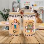 Personalized Teach Them Love Them Watch Them Grow 20oz Drinking Glasses with Bamboo Lid and Straw Birthday Back to School Gift for Teacher